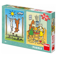 Dino Pejsek a kočička puzzle 2 x 48 dílků