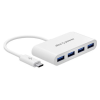 AlzaPower USB hub USB-C (M) na 4× USB-A 3.0 (F) bílý