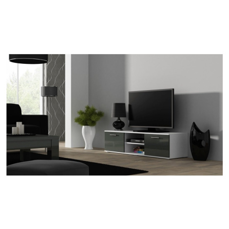 Artcam TV stolek SOHO 140 cm Barva: Bílá/šedý lesk