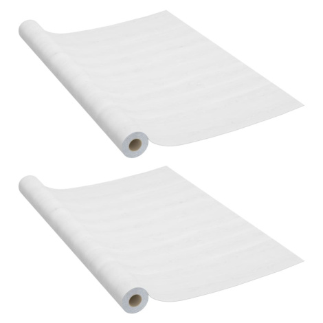 vidaXL Samolepící tapety na nábytek 2 ks bílé dřevo 500 x 90 cm PVC
