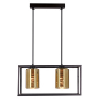 Závěsná lampa LURI 2x40W E27 černá se zlatými stínidly, moderní stropní svítidlo do obývacího po