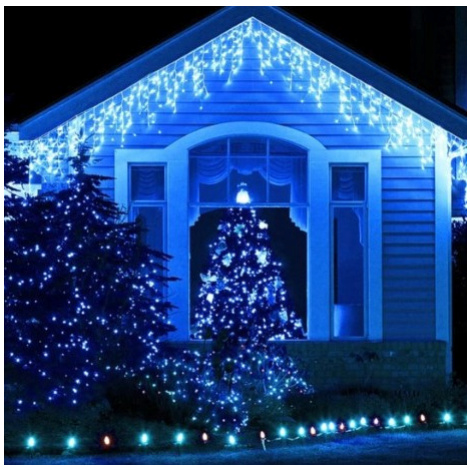 DZL Vánoční světelný LED závěs se záblesky 312 LED, 10m+1,5m, velké LED diody, černý kabel Barva