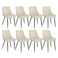 tectake 404932 sada 8 židlí monroe v sametovém vzhledu - krémová - krémová
