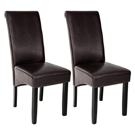 tectake 401293 2 jídelní židle ergonomické, masivní dřevo - cappuccino - cappuccino