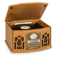 Auna NR-620, DAB, stereo systém, dřevo, gramofon, DAB +, přehrávač CD, hnědý