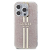 Guess IML 4G Gold Stripe kryt iPhone 15 Pro Max růžový