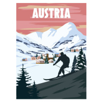 Ilustrace Austria Ski resort poster, retro. Alpes, VectorUp, 30x40 cm