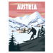 Ilustrace Austria Ski resort poster, retro. Alpes, VectorUp, 30 × 40 cm