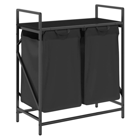 vidaXL Koš na prádlo se 2 přihrádkami a policí černý dub