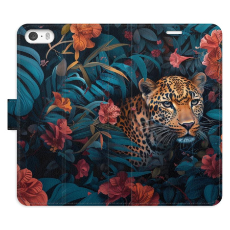 iSaprio Flip pouzdro Flower Jaguar 02 pro iPhone 5/5S/SE
