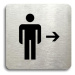 Accept Piktogram "WC muži vpravo" (80 × 80 mm) (stříbrná tabulka - černý tisk bez rámečku)