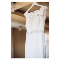 Fotografie beautiful lace wedding dress on white, Bogdan Kurylo, 26.7 × 40 cm