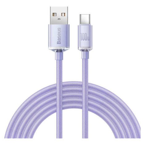 Baseus Crystal Shine Series kabel USB-A/USB-C (100W) 2m fialový