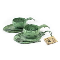 Kupilka Slow Down set - 2x KUKSA - 210 ml + 2x talíř + 2x čajová lžička - Conifer (GREEN)