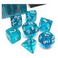 Sada kostek Chessex Gemini Translucent Teal/White Polyhedral 7-Die Set