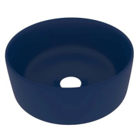 SHUMEE Luxusní kulaté keramické umyvadlo 40 × 15 cm matné tmavě modré