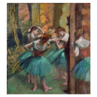 Obrazová reprodukce Dancers in pink and green (Dancers, Pink and Green), Degas, Edgar, 35x40 cm