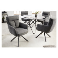 Estila Retro designová otočná židle Dover s tmavě šedým čalouněním a černým kovovým nohama 92cm