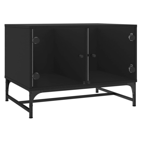 vidaXL Konferenční stolek se skleněnými dvířky černý 68,5 x 50 x 50 cm