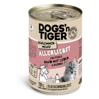 Dogs'n Tiger Gourmet Menu 12 × 400 g - výhodné balení - hovězí s játry