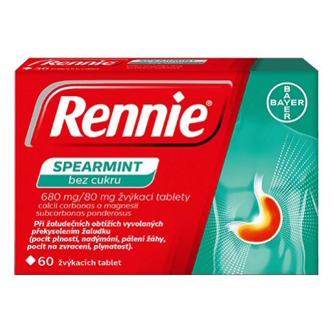 RENNIE SPEARMINT BEZ CUKRU 680MG/80MG TBL MND 60 Bayer