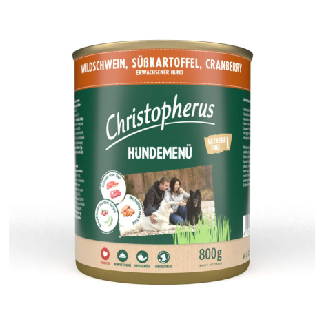 Christopherus krmivo pro psy divočák s batáty a brusinkami 6 × 800 g