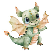 Ilustrace Cute fairytale baby dragon with wings, Svetlana Kuzmina, 40 × 40 cm