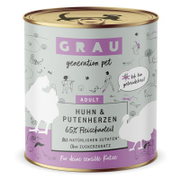 GRAU Adult bez obilovin 12 x 800 g - kuře & krůtí srdce