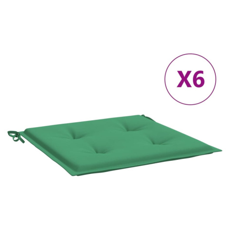 vidaXL Podušky na zahradní židli 6 ks zelené 50x50x3 cm látka oxford