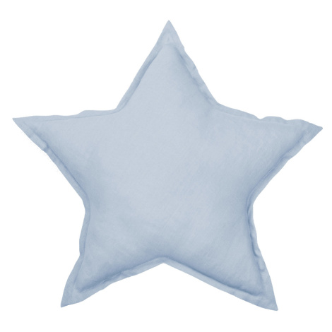 Cotton &amp; Sweets Lněný polštář hvězda světle modrý 50 cm