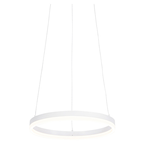 Designové závěsné svítidlo bílé 40 cm včetně LED 3 stupňové stmívatelné - Anello QAZQA