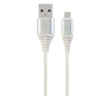 GEMBIRD Kabel USB 2.0 AM na MicroUSB (AM/BM), 2m, opletený, bílo-stříbrný, blister, PREMIUM QUAL