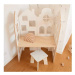 Myminihome Dětský stůl ve tvaru domku 2v1 + stolička bez opěrátka Zvolte barvu stran: Modrá, Zvo