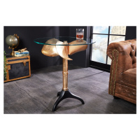 Estila Koloniální příruční stolek Helice se skleněnou vrchní deskou a nohou s designem lodního š