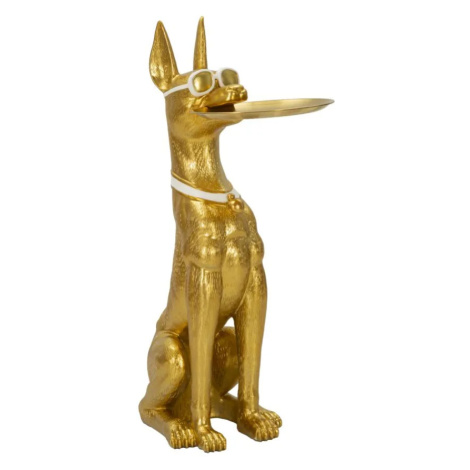 Mauro Ferretti Dekorativní socha Dog Pit s podnosem 91 cm zlatá