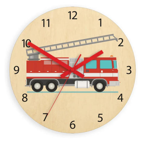ModernClock Dětské nástěnné hodiny Ami Hasičské auto 30 cm vícebarevné