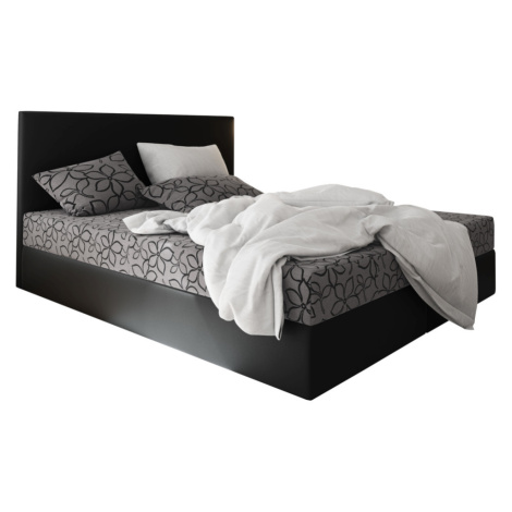 Expedo Čalouněná postel boxspring ELONA 2, 90x200, flowers 83/sioux černá, levá