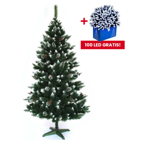 Vánoční stromek s imitací sněhu na větvičkách o výšce 220 cm