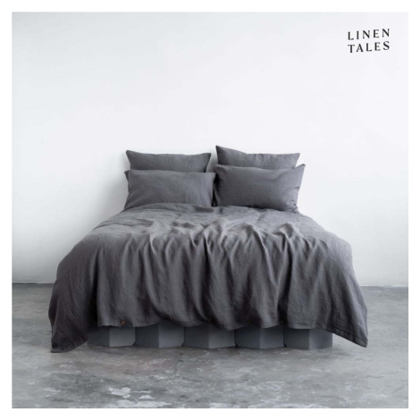 Tmavě šedé lněné povlečení na jednolůžko 140x200 cm – Linen Tales