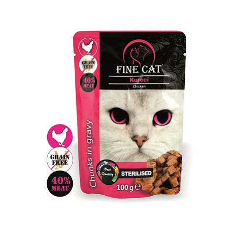 Fine Cat kapsička grain - free sterilised kuřecí v omáčce 22 × 100 g