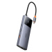 Baseus hub Series 2 USB 6v1 (USB-C/HDMI4K60Hz/USB-C(10Gbps)/USB-A(10Gbps)/RJ45/USB-C(PD) šedý