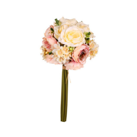 Umělá kytice Růže a čemeřice v pugetu 31 cm, krémovo-růžová Asko