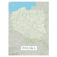 Mapa Polsko color, (30 x 40 cm)