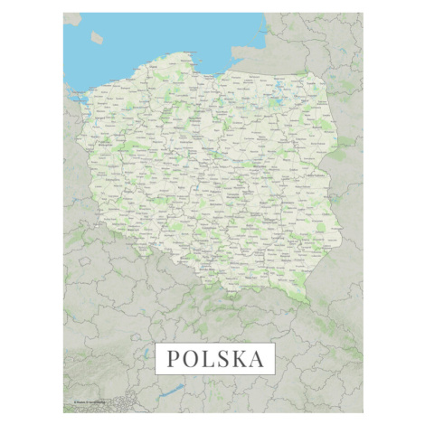 Mapa Polsko color, (30 x 40 cm)