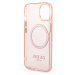Guess Translucent MagSafe kryt iPhone 14 Plus růžový