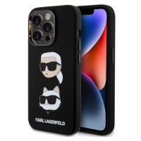 Pouzdro Karl Lagerfeld Liquid Silicone Karl and Choupette Heads iPhone 15 Pro černé Černá