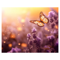 Obrazy na stěnu - Motýl u levandulí Rozměr: 40x50 cm, Rámování: vypnuté plátno na rám