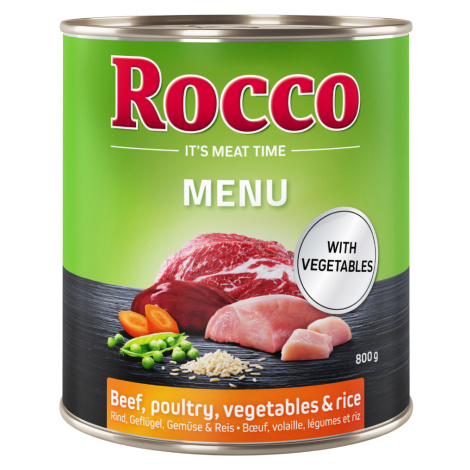 Rocco Menu 6 x 800 g - Hovězí, drůbeží, zelenina & rýže
