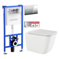 LAUFEN Rámový podomítkový modul CW1 SET s chromovým tlačítkem + WC INVENA PAROS + SEDÁTKO H89466