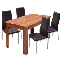 Jídelní stůl rozkládací GHAMUBAR + 4 židle SNAEFELL, hnědá